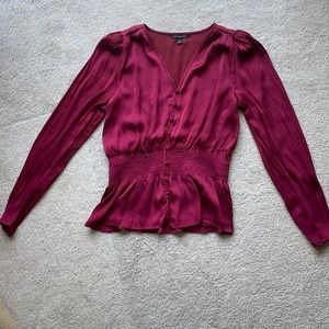 Banana Republic silky cranberry top. Worn once.